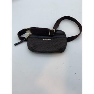 Michael Kors Leather Belt Bag Fanny Pack MK Signature Logo  Brown Size 5 1/2x8